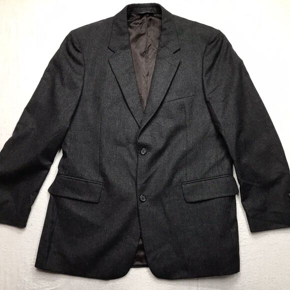 J CREW Blazer Men 42R Black 100% Wool Felt 2 Button Single Vent Made in Italy